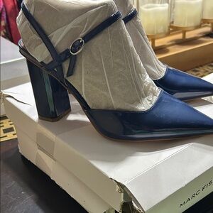Marc Fisher Dark Blue Block Heel Pumps